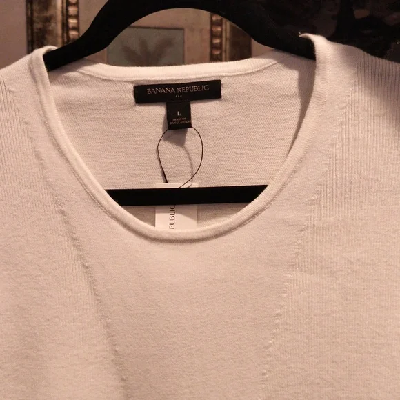 FINAL PRICE NWT Banana Republic White Short Sleeve Top Size Large - Picture 2 of 10